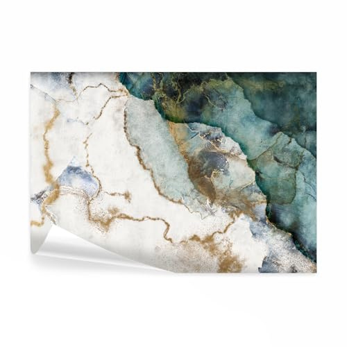 decomonkey Fototapete Abstrakt, 350x256 cm, Steinwand Stein Grün, Vlies | Schlafzimmer, Wohnzimmer, Tapete, Fototapeten, Tapeten, Vliestapete, Wandtapete, moderne, Wand, Wandbild
