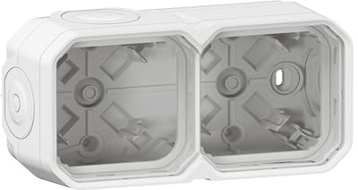 LEGRAND, Plexo New Feuchtraum Aufputzdose 2-fach, Aufputzgehäuse, 3 Membranen, 1 Kabelzugang, horizontal und vertikal installierbar, Farbe: Weiß, 069690L
