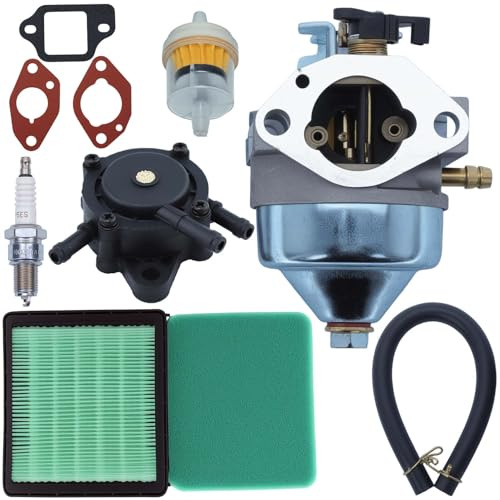 Vergaser für Honda GCV190 Motor, ADEFOL Ersatzteil Kit Inklusive Vergaser & Luftfilter & Dichtung & Benzinpumpe & Zündkerze & Benzinschlauch GCV190 Seire Motor Zubehör 9 in 1
