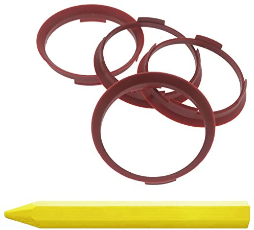 4X Zentrierringe 70,4 x 66,1 mm Rot Felgen Ringe + 1x Reifen Kreide Fett Stift