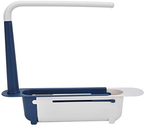 Teleskop-Spülregalhalter, Verstellbares Spülbeckenregal mit Großer Kapazität, PP-Länge, Frei Abfließendes Regal, Erweiterbarer Spülbecken-Organizer für Haushaltsspülbecken, Einfache(Blau)