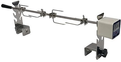 Rotisserie Kit Universal Replacement 5078c Quick Install Portable Spit Grill Outdoor Camping BBQ Three Heights Adjustable Length Cooking Tool Roaster Accessories Chicken Fork Heavy Duty Motor DC 5V