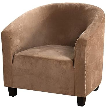 DEZYPZAM Samt Sesselschoner, Stretch Sesselhusse, Elastisch Sofahusse, Schonbezug für Clubsessel, Samt-Stuhlbezüge für Wannen, Sessel Sofabezug (Khaki,Groß)