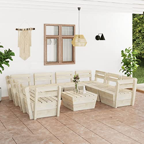 Homgoday Trädgårdssoffor på pall 9 st impregnerat trä, bäddsoffa soffa, vardagsrum soffa, modernt soffbord, soffor utomhus, 4 x mittbord