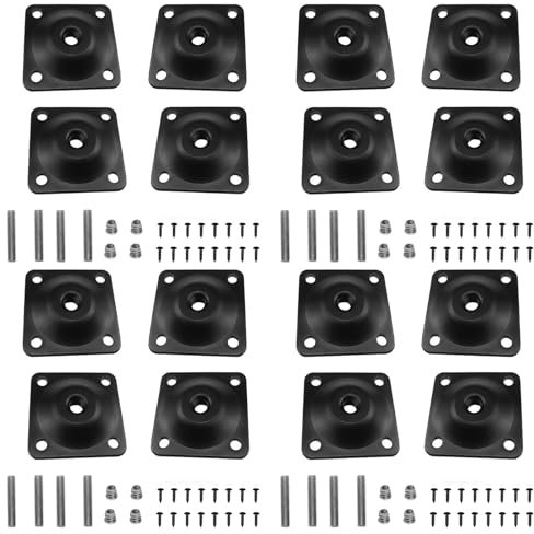 Floatdream 12 Piezas Placa de Montaje, Placas de Montaje para Patas de Muebles, Placas de Fijación Negras, para Sofá, Silla, Armario, Mesa de Comedor(Negro)