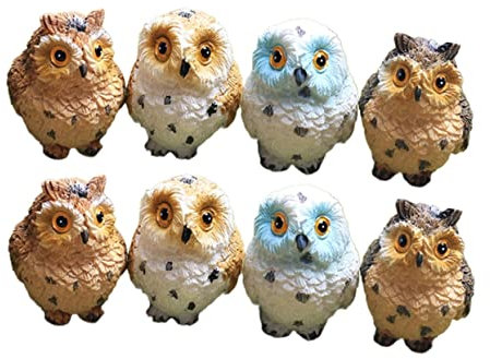 TOPPERFUN 8pièces Figurines Miniatures Hibou Résine pour Décoration Intérieur Et Jardin Ornements Artistiques Méditerranéens Hauteur Couleurs Aléatoires Accessoires Paysage Micro