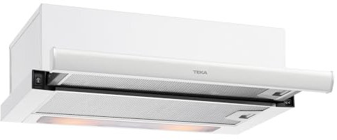 Teka CNL 6420.2 - Hotte aspirante 60 cm, extracteur de cuisine extensible, 2 vitesses + intensive, hotte télescopique ou extra-plate, commandes mécaniques et éclairage LED, couleur blanche