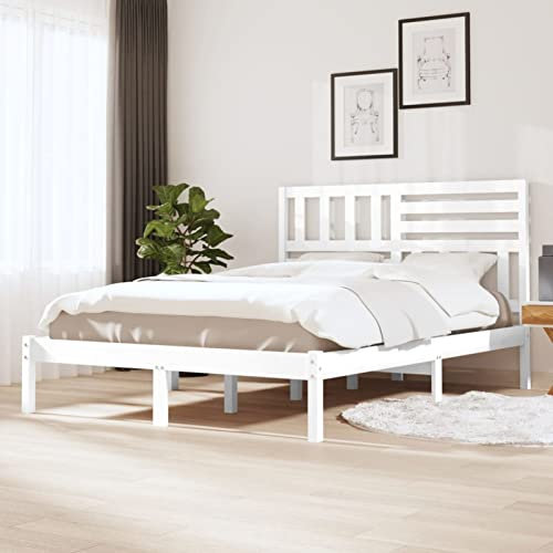 BaraSh Massivholzbett Bettgestell Bed Frame Bett Mit Bettkasten Hausbett Bett Massivholz Weiß Kiefer 120x200 cm - 3101019