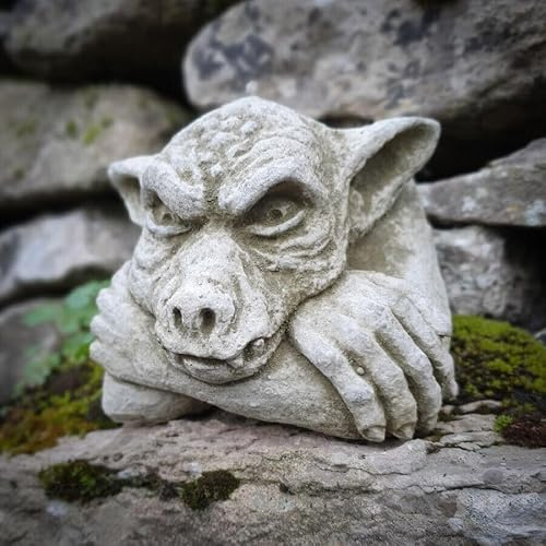 Stone Gremlin Statue Wall Hanging Concrete Gargoyle Garden Decor Ornament