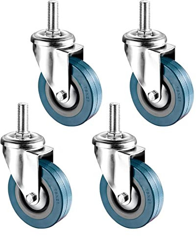 Lenkrollen, Bockrollen M10x30mm Schwerlast-Lenkrolle, 360°-Möbel-Lenkrolle, Blau | 2,5/3/Max. Belastung 100 kg, for mobile Tablettmöbel/Trolley/Stuhl/Nachttischrollen (Farbe: 4 Stück W
