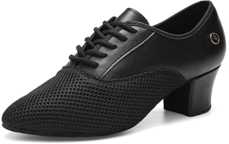 RUYBOZRY Dansskor för Kvinnor, Latin, Salsa, Tango, Föreställning övningsdansskor Svart 5 cm Klack Mocka Sula, EU 40