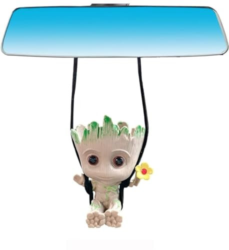 LHCUPGE Accessoire de rétroviseur Ornement de voiture, Petit Arbre Souriant Pendentif de rétroviseur de voiture, Décoration intérieure pour hommes et femmes