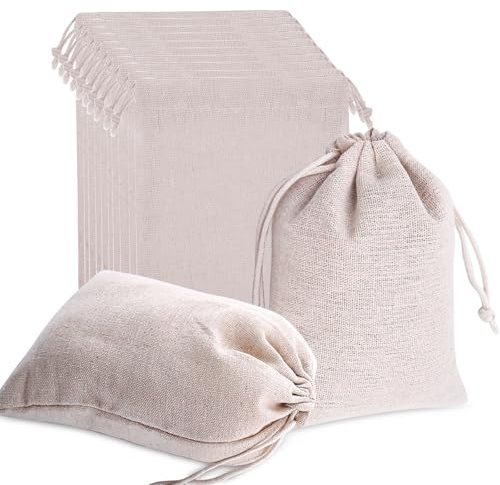 BaumwollsäCkchen, 8 Stück Kleine Stoffbeutel, 19 x 29cm Stoffbeutel mit Kordelzug, NatüRliche Geschenktasche mit Kordelzug, Wiederverwendbare Verpackung Aufbewahrung Reisen