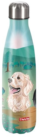 Step by Step Isolierte Trinkflasche aus Edelstahl, türkis, für kohlensäurehaltige Getränke, auslaufsicher mit Schraubverschluss, BPA-frei und 100% recycelbar, für Schule und Freizeit, 0,5 Liter