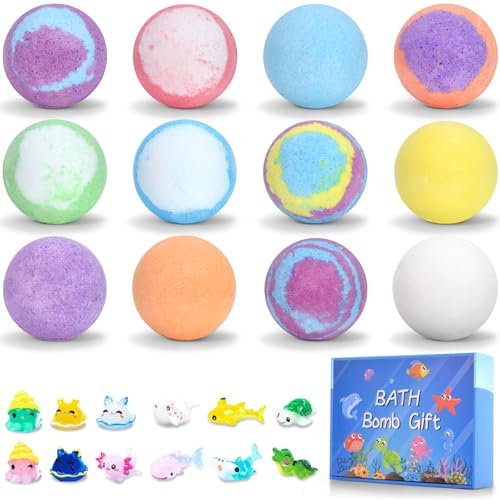 Badekugel, CIMOYBAI Badebomben für Kinder,12 Stück badekugeln kinder mit überraschung, badebomben kinder für Mädchen und Jungen, Bringen Sie Kindern ein lustiges Badeerlebnis