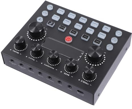 Toyvian Carte Son Externe Éclairage Coloré, Coque en Fer, Capacité 800 Ma, Mixeur de Son Compatible Ordinateur et Tablette pour Adultes et Streaming Live