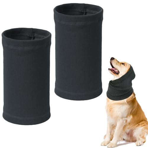 UILYNIU 2 Stücke Hund Snood - Ohrenschützer und Halsband, Gehörschutz, Haustier Ohrenklappe Kopfwickel (Grau)
