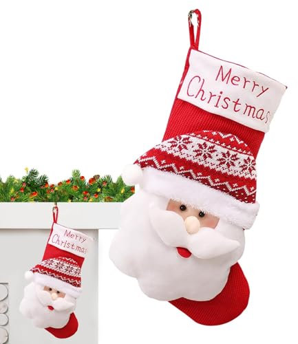 Weihnachtsstrümpfe, Weihnachtsstrümpfe stricken - Gestrickte Strümpfe Süße Weihnachtssocken,Elastischer Christbaumschmuck, wiederverwendbarer Weihnachts-Leckerli-Beutel für die Lobby von Familienfeier