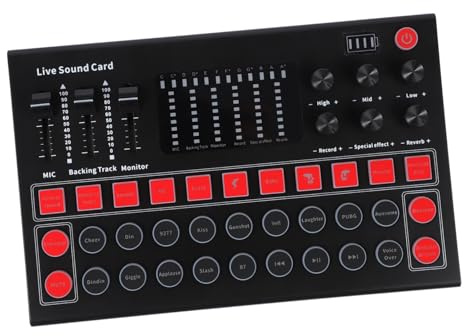 Angoily Live Soundkarte für Computer und Mobiltelefone mit Integriertem Stimmenverzerrer und Echtzeit Kopfhörerüberwachung Externe Soundkarten aus Kunststoff für Live Shows und Broadcast
