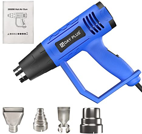 Heat Gun, Mini Dual Temp Hot Air Gun Crafts Tool with 4 Nozzles, 2000W 140℉ to 1112℉Heat for Epoxy Resin, Bubble Remove, DIY Glitter Tumblers, Vinyl Shrinking Wrap, Embossing, Candle Making