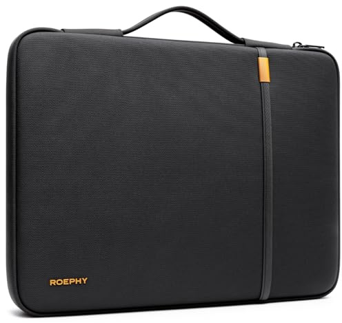 ROEPHY Laptoptasche 14-15 Zoll, Stoßfeste Laptophülle mit Tragegriff, Gepolsterte Notebook Hülle Tasche für MacBook Air 15 Zoll M5 M4 M3 M2, 14 Zoll Lenovo HP ASUS Dell Acer Chromebook, Schwarz
