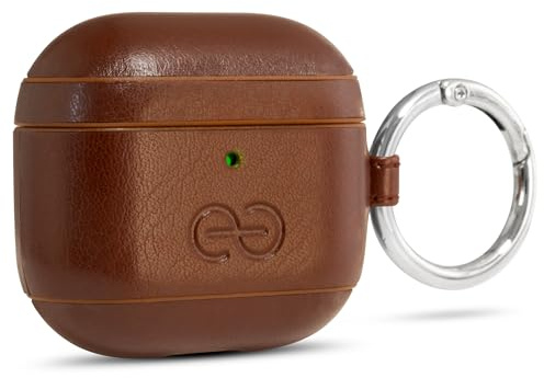 Dreem Om AirPods 4 Custodia in pelle vegana con clip - Compatibile con auricolari wireless Bluetooth Apple per iPhone - Caffè