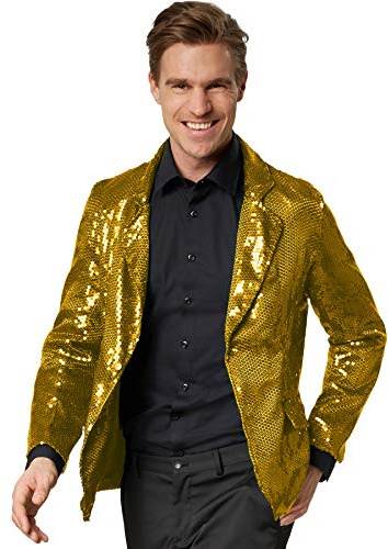 dressforfun Glitzer Pailletten Blazer, Sakko, Kostüm Herren, Faschingskostüme Männer, Karneval, Kostüme für Erwachsene, 80er Jahre Outfit, Discokugel, Gruppenkostüm Erwachsene