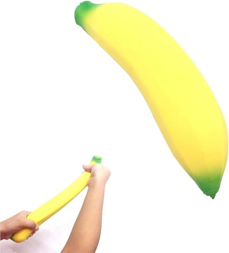 Wackelbanane Anti-Stress-Hilfe für Erwachsene – Dehnbare Knautschdekoration mit Büro and Partyfunktion (Gelbe Gag-Geschenkidee in Einzelstück)