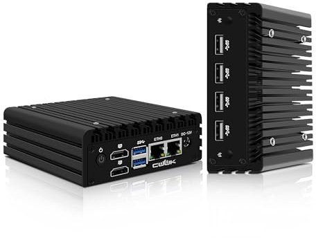 CWWK X86-P6 N355 Mini PC Fanless (Upgraded N305), Firewall Appliance Mini Computer with 2 x i226-V 2.5GbE LAN, OPNsense Micro PC Barebone DDR5 NO RAM/SSD/OS, 2-Display (4 x USB2.0)