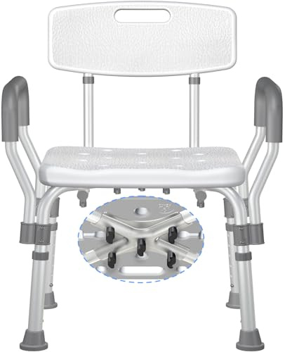 KingPavonini Duschstuhl für senioren mit Armlehne/Rückenlehne, 400lbs, Höhenverstellbarer Duschhocker für Badewannen, verstärkter Schutz, Verstärkte Sicherheit für Erwachsene und Behinderten-Bad