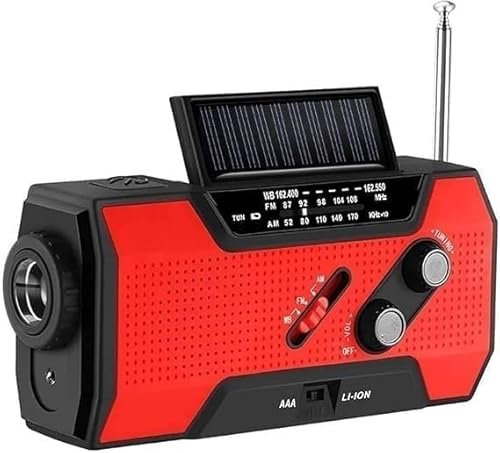 MTMHFPER Crank Radio Solar Power, Emergency Hand Crank Radio with Flashlight & 1000mAh Cell Phone Charger, Portable AM/FM NOAA Weather Radio, Household Outdoor Emergency Supplies