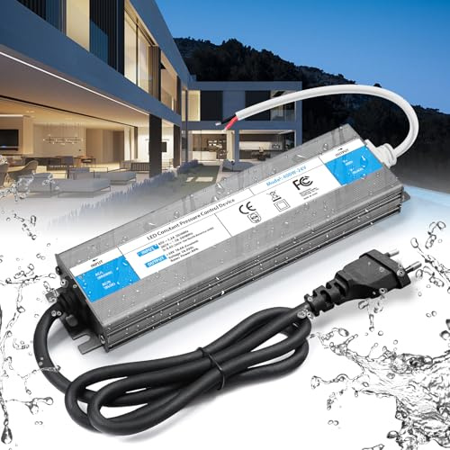 BRIMETI Transformador 220V a 24V 400W 16,7A LED Driver Exterior Impermeable IP67 Fuente de Alimentación 220V a 24V DC Driver de Bajo Tensión Controlador Constante Voltaje, para Tira LED