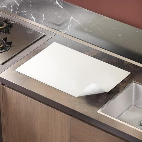 Toski Silikonmatte Küche, 60x40 cm Große Rutschfeste Tischunterlage Weiß | Wasserdichte Silikon Unterlage, Unterlage Kaffeemaschine, Zuschneidbare Arbeitsmatte für Küchenarbeitsplatte