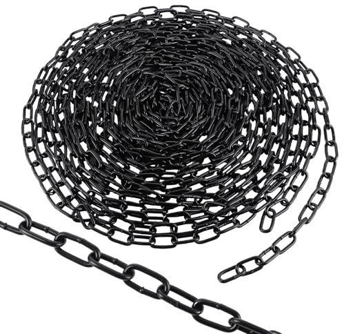 VIDETOL Stahlkette Kohlenstoffstahl, 9 meter 4mm Metallkette, Schwarz Gliederkette Meterware für Hundekette, Lampenkette und Absperrketten