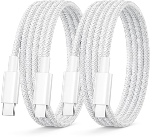 Cable USB C Carga Rapida 1M 2Pack, 60W Cable iPhone 17 16 15 Cable USBC a USBC Nylon cable Cargador Tipo C a Tipo C Cabo Type C cable para iPhone 16E/17 16 15 Pro Max/16 15 Plus,iPad,Xiaomi,Samsung