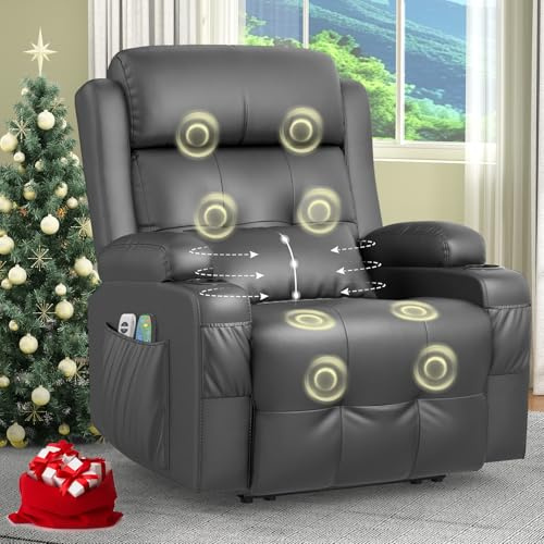 SQUEBILIFE Relaxsessel Fernsehsessel Elektrisch Verstellbar Massagesessel mit Wärmefunktion Liegefunktion Fußteil, 2 Seitentaschen Getränkehalter, TYP C & USB-Anschlüsse, TV Sessel für Wohnzimmer