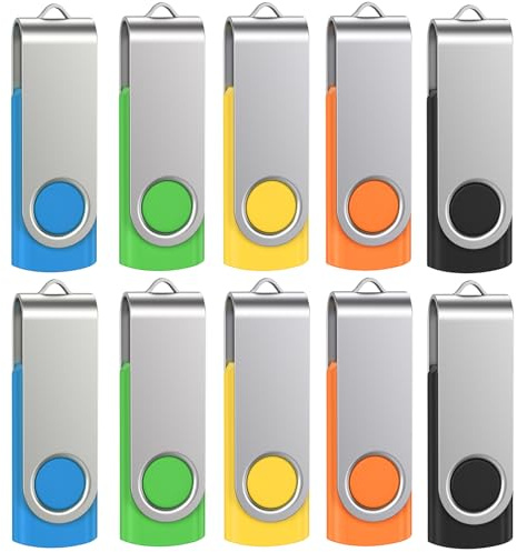 Memoria USB 16GB Pendrives 10 Piezas Uflatek USB 2.0 Giratoria Memoria Flash Multicolores 16 GB Pen Drive Portátil Pendrive Almacenamiento de Datos