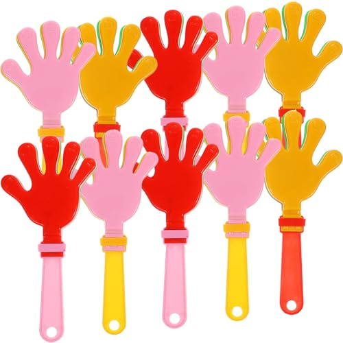 NOLITOY Paquete de 20 Aplausos de Mano de Plástico 19 Cm, Colores Mixtos, Generadores de Ruido Reutilizables para Fiestas, Eventos Escolares y Animación Infantil