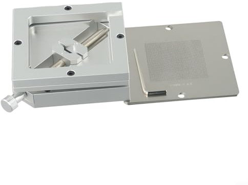 Kit stazione Reballing con maschera di fissaggio da 90 mm e 10 stencil per riparazione PCB, compatibile con tavolo a sfera HT-90 (maschera + 10 stencil)