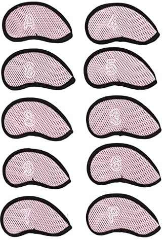 10 Uds. Fundas de Cabeza para Palos de Golf, Cubierta de Red para Postes de Hierro, Cubiertas Protectoras para Cabezas con números (Rosa)
