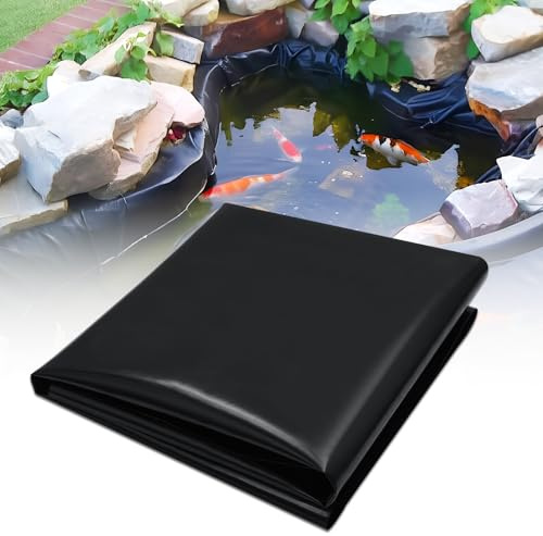1m x 6m Teichfolie,Teichwanne Stärke 0.5mm,Schwarz HDPE Teichfolien Schwerlast,Dichtungsfolie Teichmembran Schwimmteich Folie,Flexibel Teichfolien für Fischteiche, Brunnen, Wassergarten, Wasserfall