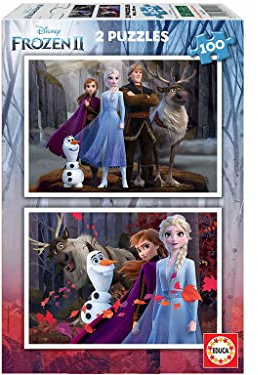 Educa - Puzzle 100 Teile | Die Eiskönigin II, 2x100 Teile Puzzleset für Kinder ab 6 Jahren, Disney, Anna, ELSA (18111)