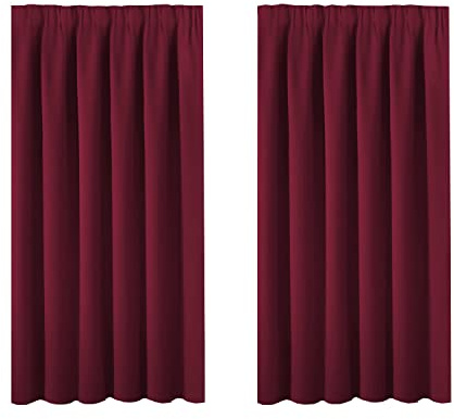 BellaHills Blackout Curtains Thermal Insulated Room Darkening Winow Treatment Pencil Pleat Curtains/Drapes, 66 x 54 Inch, 2 Panels, Burgundy