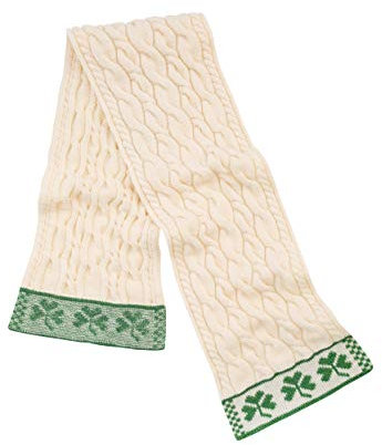 SAOL 100% Merinowolle Drei Shamrock Merino Wollschal für Herren, in Natur/Holzkohle/Marine/Grün (Natur)