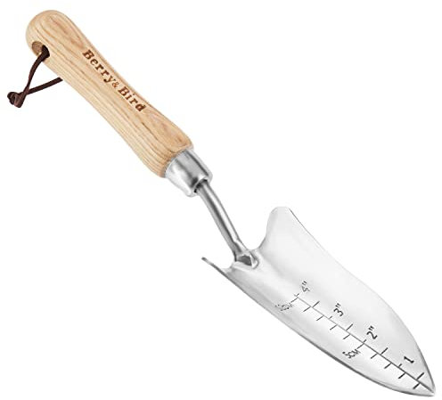 Berry&Bird Garten Gezackte Pflanzkelle, Multifunktionale Schaufel mit Esche Holz und Edelstahl Graben Kelle Transplantter