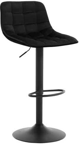 WOLTU Barhocker 1er Set, Barstuhl mit Rückenlehne, Samt-Bezug, Schwarz | Drehbarer Bar Stool mit Rückenlehne und Fußstütze, Höhenverstellbar, rutschfeste Metallfüße, für Küche, Hausbar