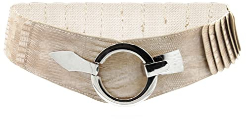 Glamexx24 Elastischer Damen Taillengürtel gürtel 6cm breiter Hüftgürtel mit silberner Ring
