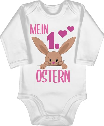 Shirtracer - Baby Body langarm Mädchen Junge - Ostergeschenke - Mein 1. Ostern süßer Hase I Mein erstes Ostern I Osterhase süß