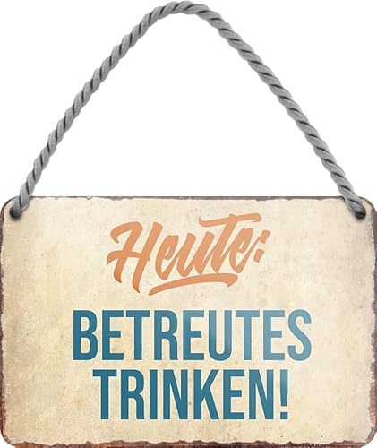 schilderkreis24 Blechschild „Bier & Sprüche“ 18×12 cm – lustige Geschenkidee für Bierliebhaber (Heute betreutes trinken)
