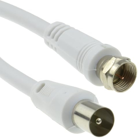 kenable Koaxialkabel SAT Zum TV Antenne Kabel F Stecker Stecker Zum RF Fly Anschlusskabel RG59 3 m Weiß [3 Meter/3m]